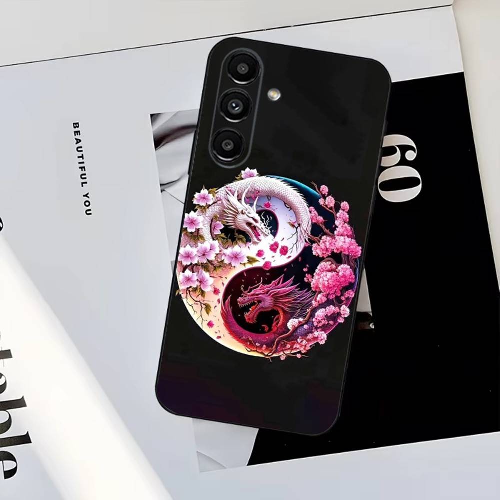 Японский Арт Дракон Инь Ян Чехол для Телефона Для Samsung S25,S24,S23,S22,S21,S20,S10,Ultra,Plus,Lite,FE,Мягкий Силиконовый Черный Чехол