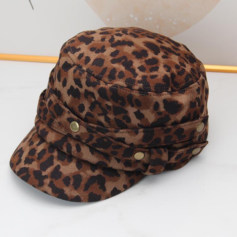 New retro leopard print trendy fisherman hat children's autumn face small versatile fashion equestrian hat casual octagonal hat