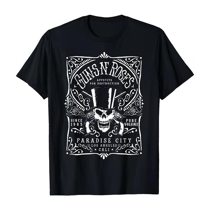 2025 Новые Guns N 'Roses Рок Панк Американский Оверсайз Хай Стрит Мужская и Женская Летняя Хлопковая Американская Удобная Футболка
