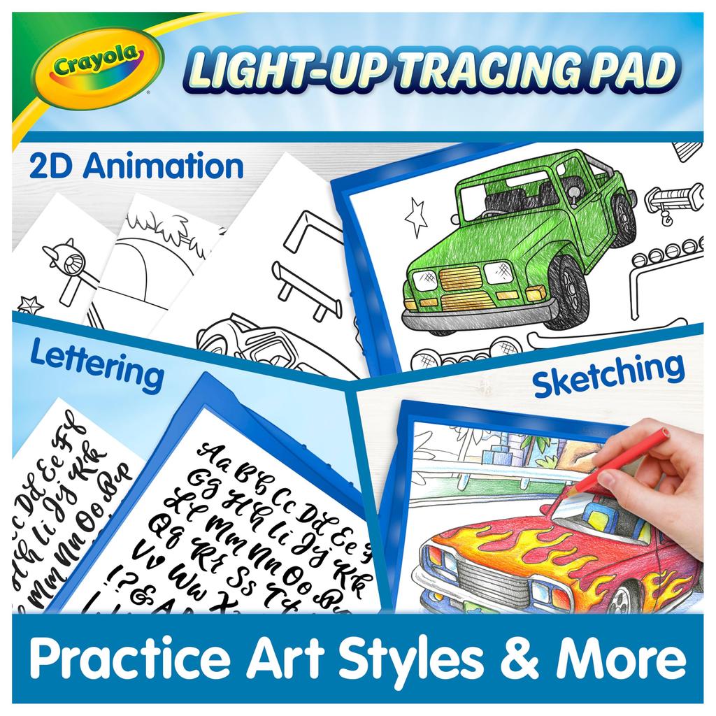 Crayola Light-Up Tracing Pad, Blue, Drawing, Tracer, Coloring, Vehicles, 040907, Authentic