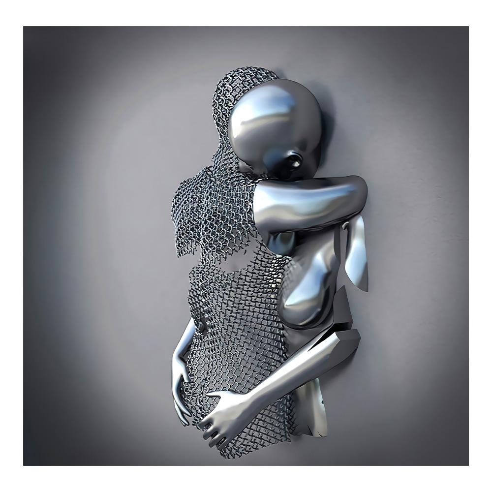Metal Figure Statue Art Poster High Definition Printing Canvas Painting Prints Couple Sculpture Living Room Home Decor Picture