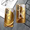 Золотое кольцо с лавровым листом Для Samsung A 01 52S A04 A05S A10 A12 A13 22 23 24 36 42 M02 Note 10 20Ultra 8 9 Золотой стеклянный чехол для телефона