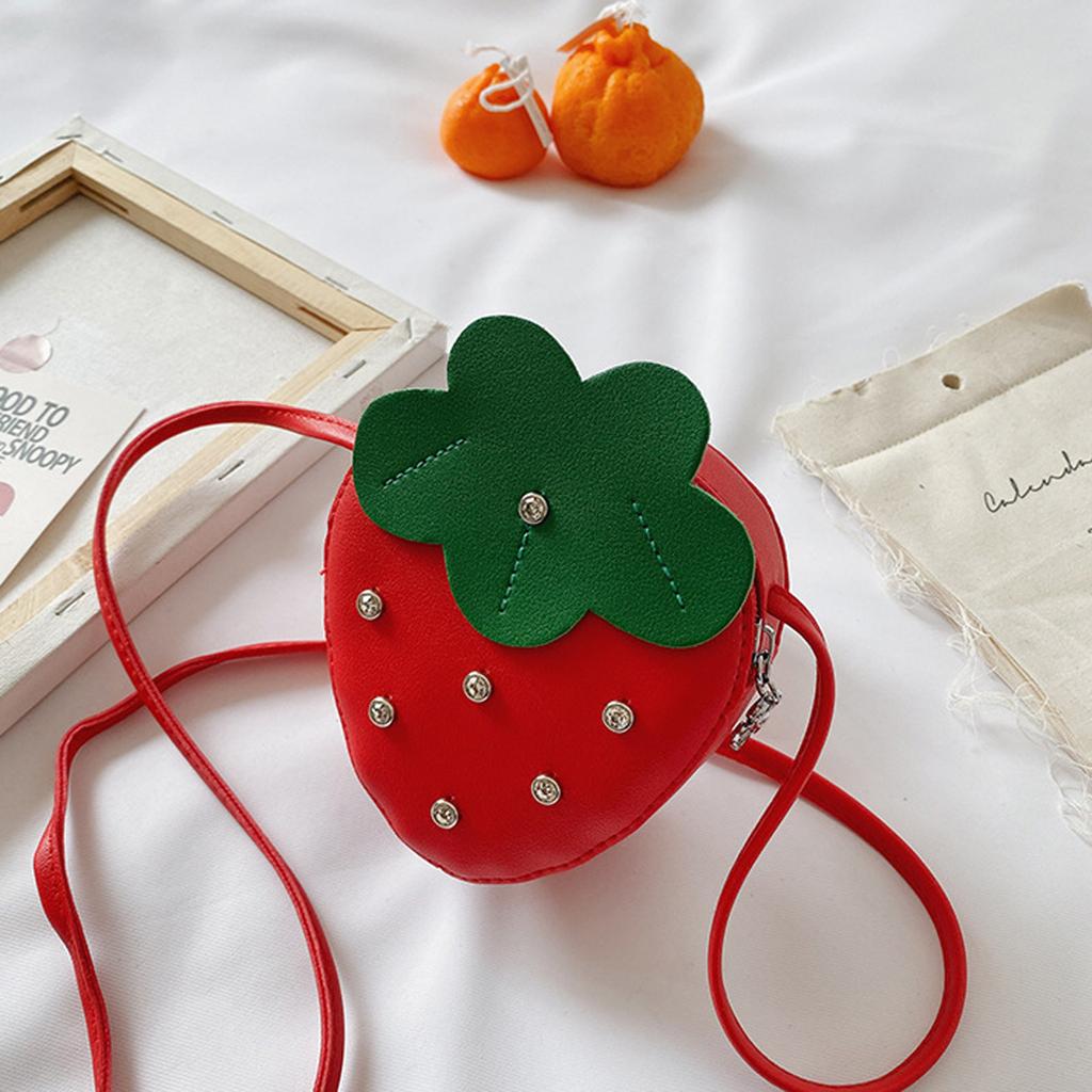 Infant Baby Kids Girls Bags Waist Bags Shoulder Bags Leather Cute Strawberry