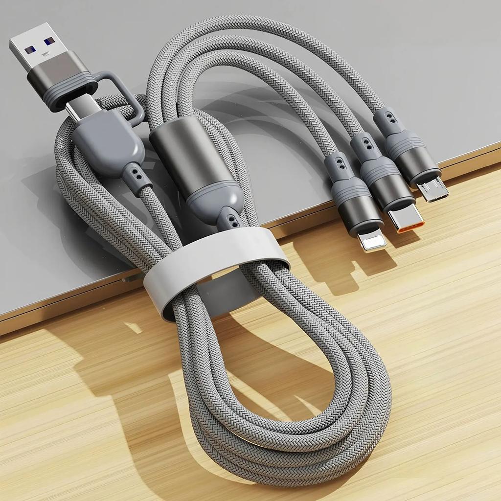 Зарядный кабель 1,2 м 3 в 1 USB Type C Многопортовый Micro кабель Для iPhone 15 14 13 12 Samsung Galaxy Xiaomi Redmi