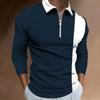 2025 Новая осенне-зимняя мужская модная рубашка-поло с длинным рукавом и лацканами, модная вставка