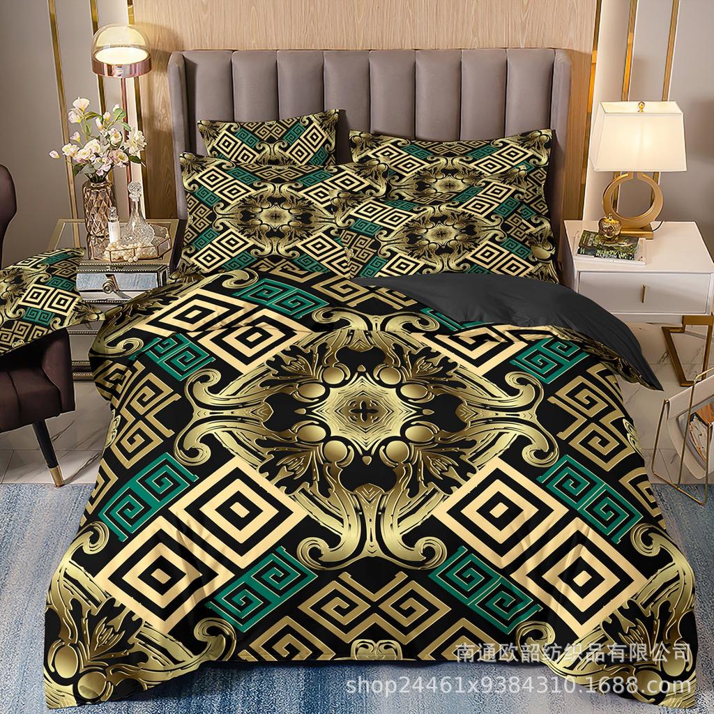 3D Печать Бронзирование Ретро Узор Легкая Роскошь Постельное Белье Пододеяльник Наволочки Набор из Трех Предметов Fba M