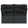 Garden Sofa with Cushions 2 Seater Black Poly Rattan