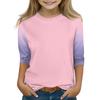 Printed Tops For Youth Girls 4-16 Years Round Neck 3/4 Sleeves T-Shirts Trendy Tops Outfit Tees