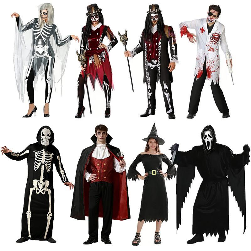 Halloween Adult Horror Costume Skeleton Voodoo Witch Vampire Stage Performance Outfit