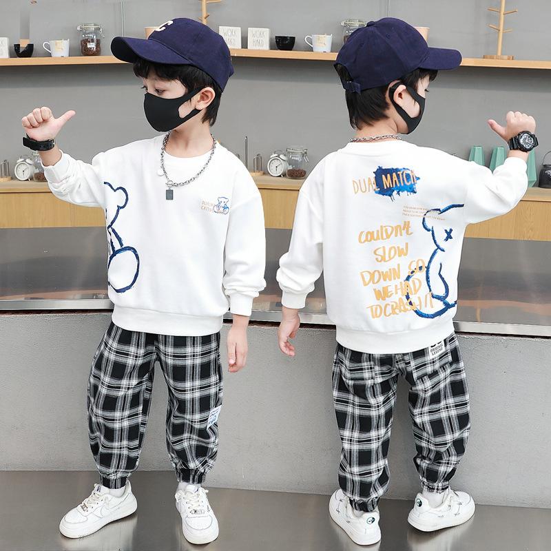 Мальчики весенне-осенний спортивный костюм детская весенняя спортивная одежда крутой красивый новый красивый модный жареный уличный весенний комплект из двух предметов