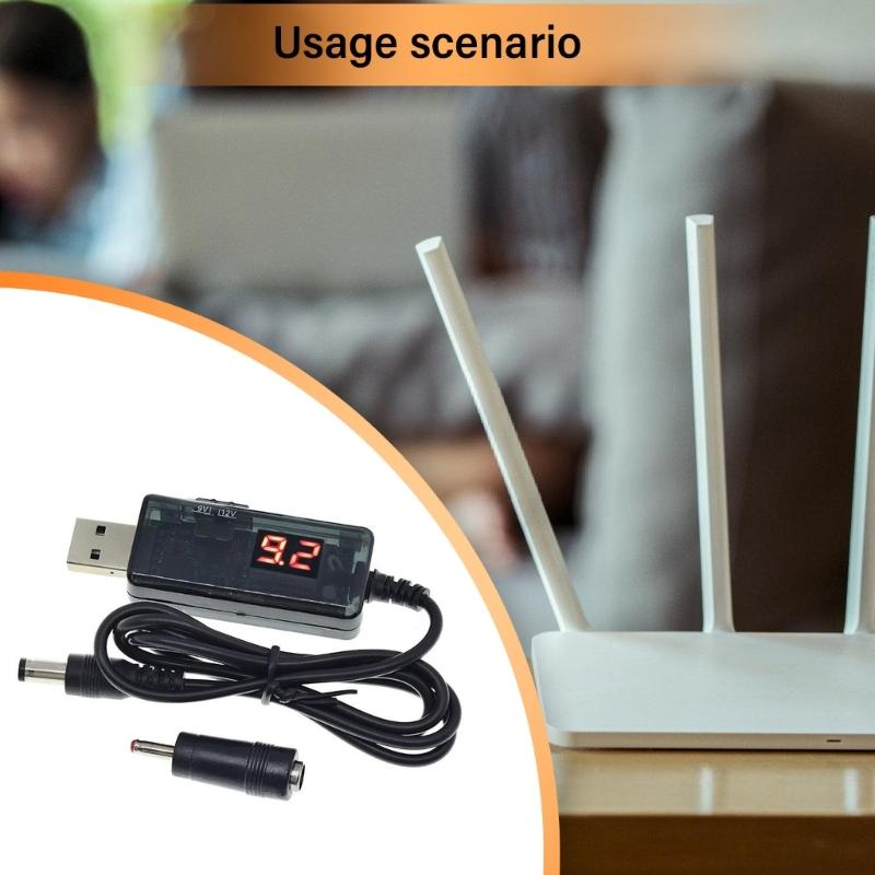 USB-кабель для повышения напряжения до 9 В/12 В с разъемами 5,5 мм, 3,5 мм, 5,5x2,1 мм, 3,5x1,35 мм для электроники