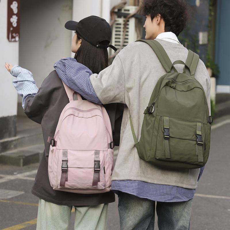 Рюкзак однотонный мужской нейлоновый водонепроницаемый большой емкости легкий дорожный рюкзак для школьников