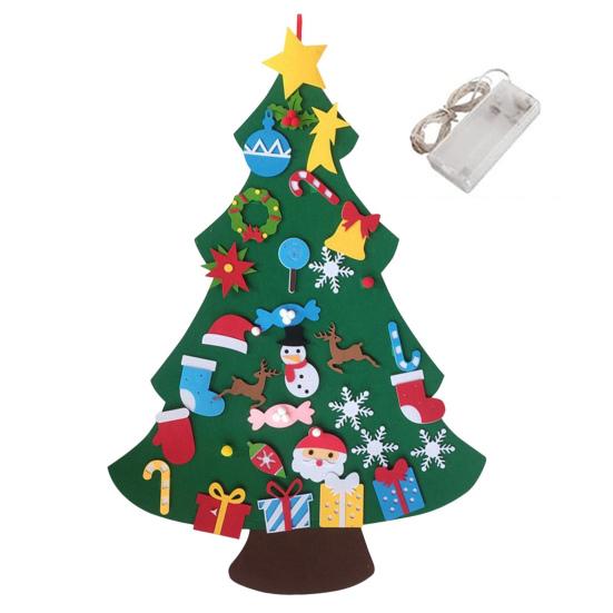 Новогодняя елка из фетра для малышей, светодиодная подсветка, набор для самостоятельной сборки новогодней елки с Санта-Клаусом и снеговиком