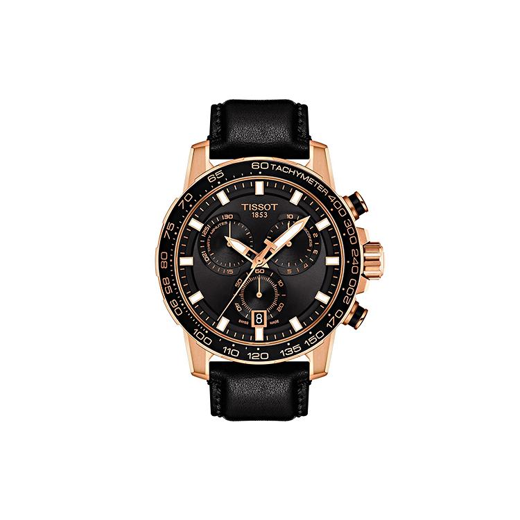 Tissot Смелая Коллекция Мужские Часы с Кварцевым Механизмом Часы 45,5 мм Черный Циферблат Кожаный Ремешок T125.617.36.051.00