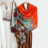 Autumn and Winter Design Sense Elegant Cotton and Linen Flower Print Scarf Women's Travel Photography Temperament Fashionable Outer Shawl