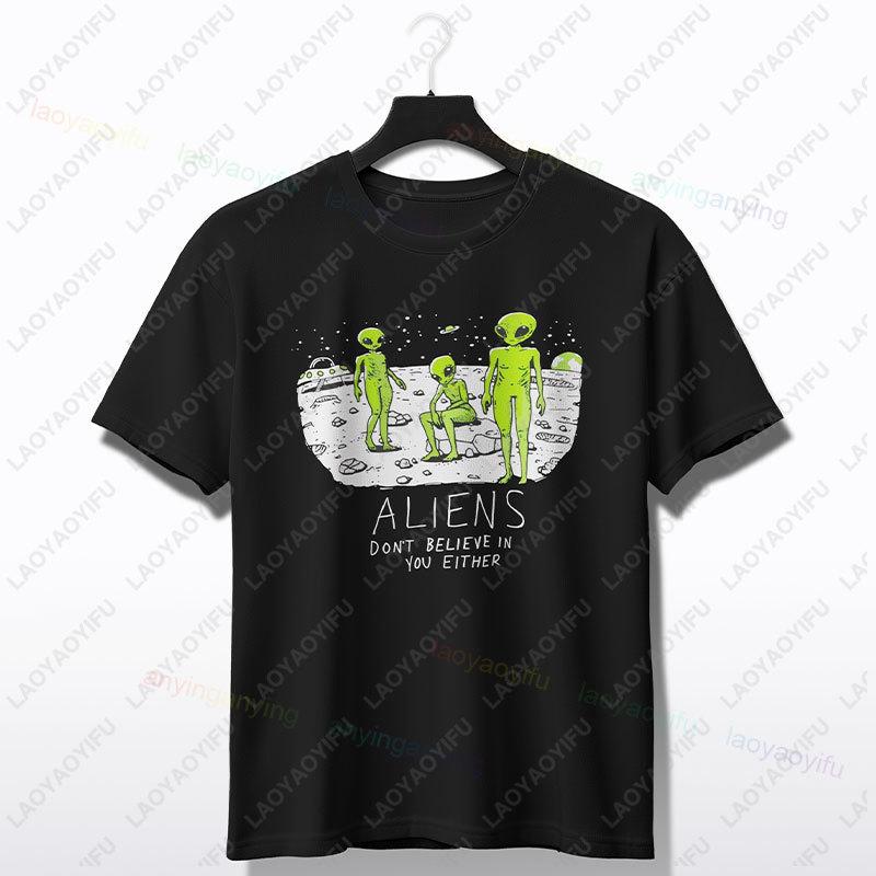 Vintage Ufo Aliens Graphic Print For Unisex Unisex Couple Fashion Tshirt Casual Summer Tee Perfect For Everyday Wear