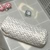 Pencil Case Soft Quilted White Polka Dot Large Capacity Lightweight Stationery Holder for Travel Office Daily Use