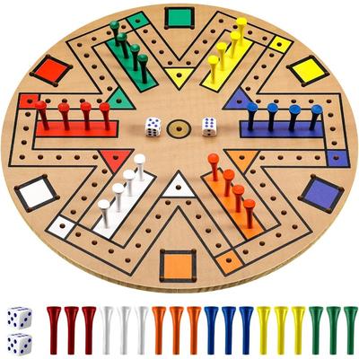Настольная игра Fast Track Деревянная 3-6 игроков Набор настольной игры с 24 игровыми фигурами и 2 кубиками, Вечер игры Fast Track для взрослых, подростков, семейная игра