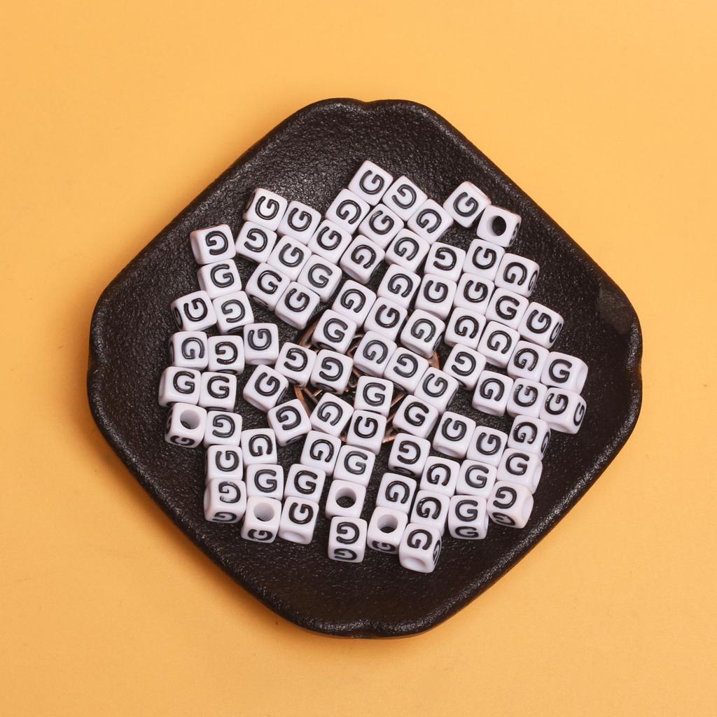 White Black Pendants Handcrafts Beading Material DIY 26 Letters Beads Bracelets Phone Chain 5.5mm Acrylic Big Hole Necklace DIY Jewelry Accessories