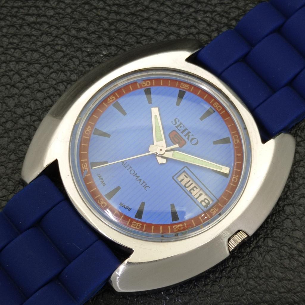 Б/У винтажные мужские часы SEIKO 5 AUTOMATIC 7006A из Японии с синим циферблатом a433675-2