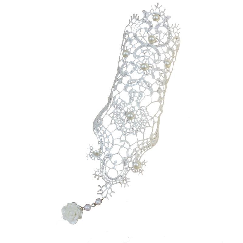 1шт женщин гот розы бусы цветок кружева раб перчатки регулируемое кольцо длинный браслет