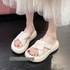 2024 New Platform Sandals Female Summer Light Summer Fashion Beach Flip-flops Slippers Women Non-slip Designer Round Head Black