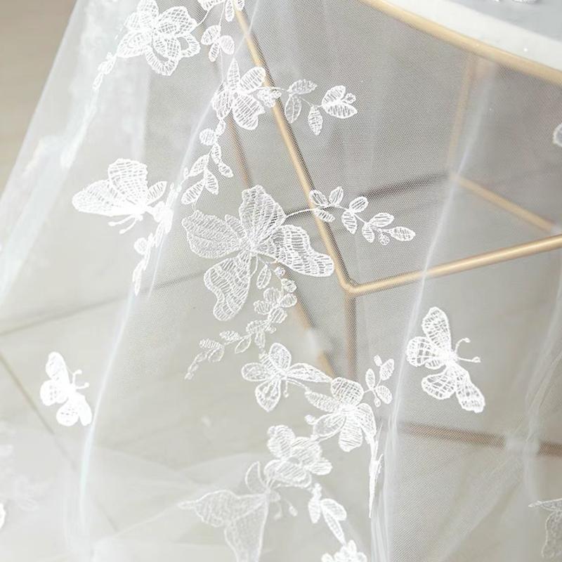 2/4/6 ярдов вышитая кружевная ткань 3D аппликация бабочка кружево сетка вышивка пряжа ткань для самостоятельного шитья вуаль занавес платье