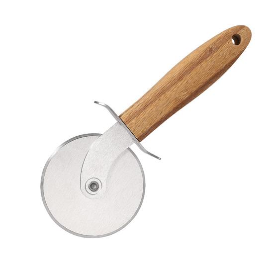 Pizza Cutter Wheel with Wooden Handle Stainless Steel Pizza Cutter Rocker Slicer Sharp Pizza Cutting Tools for Pizza Pie Bread Cheese