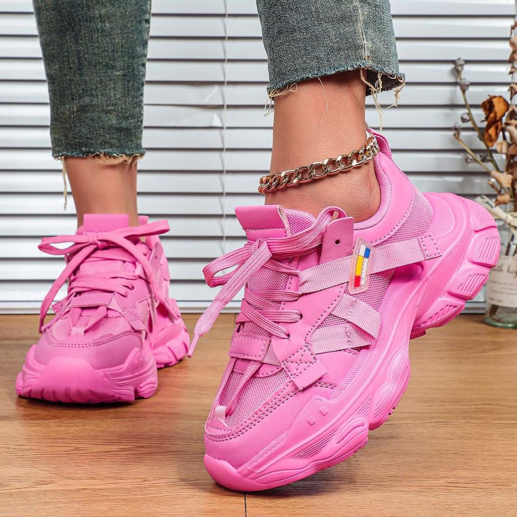 Модные массивные женские туфли на платформе, повседневные кроссовки, сетчатые кроссовки для ходьбы, дышащие, модные, платформа, "папины" кроссовки, на шнуровке