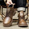 Британский стиль Мужские повседневные кожаные ботинки Деловые мужские туфли на шнуровке Высокие базовые ботинки Брендовые мужские зимние мотоциклетные ботинки