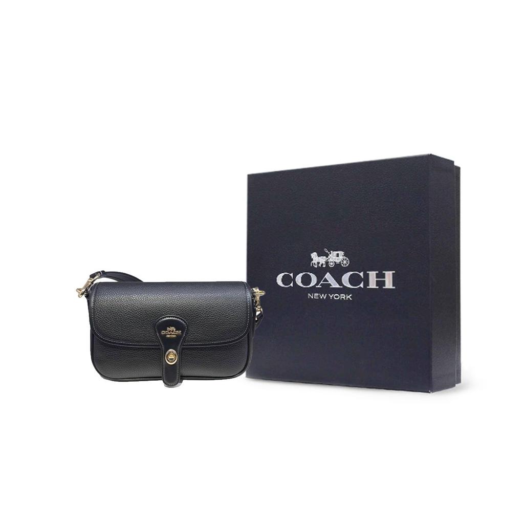 Coach 24 Классическая кожаная сумка через плечо Средняя женская сумка через плечо Черная CY683-IMBLK