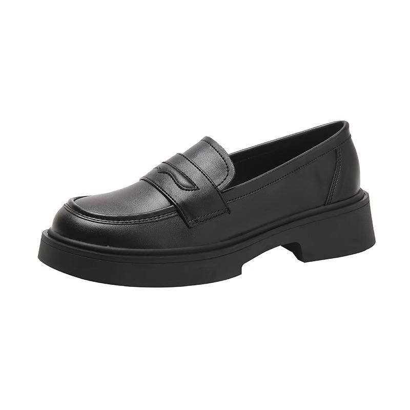 Authentic Leather British Style Small Leather Shoes Spring New Thick Bottom Slip-on Soft Bottom Shoes All-Match Loafers