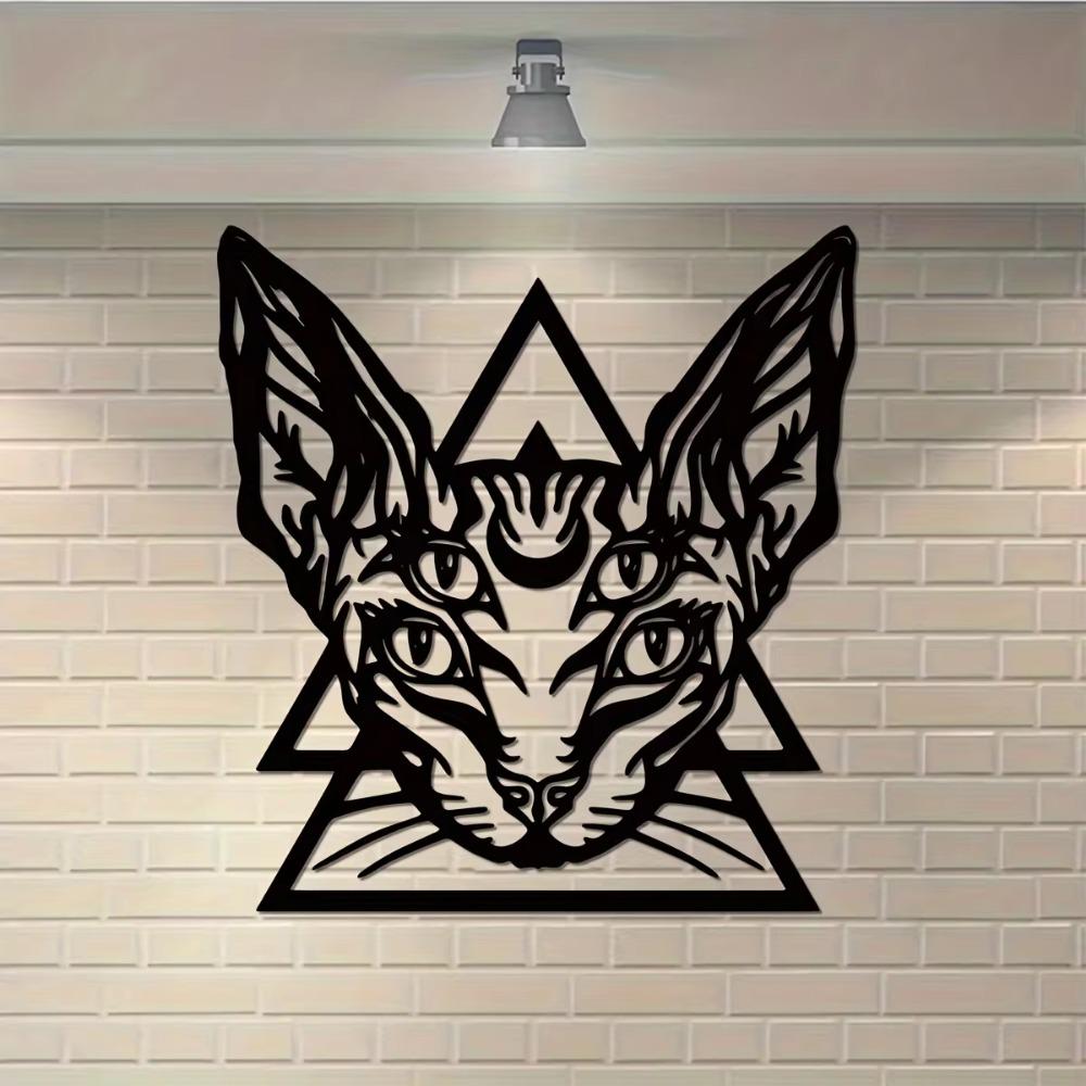 1pc Sphynx Cat Metal Wall Art - Gothic Indoor Decoration, Hairless Cat Design for Unique Room Décor, Perfect Wall Art Gift