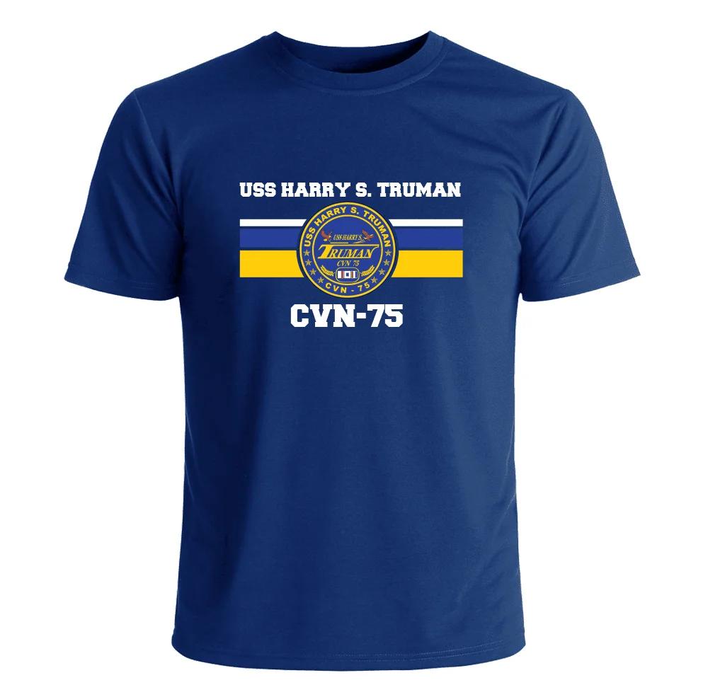 USS Harry S. Truman CVN-75 Aircraft Carrier Crest T-Shirt 100% Cotton O-Neck Summer Short Sleev