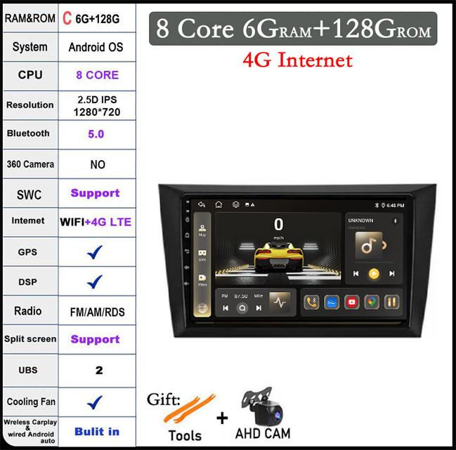 Android 14 для Volkswagen VW Golf 6 2008 - 2016 Автомобильное радио Carplay Авто Мультимедиа Стерео Видео Плеер GPS Навигация QLED 4G DSP