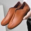 New Casual Leather Slip On Men Loafers Breathable Solid Leather Mens Flat Shoes Spring And Autumn Male Sneakers Big Size 38 -47