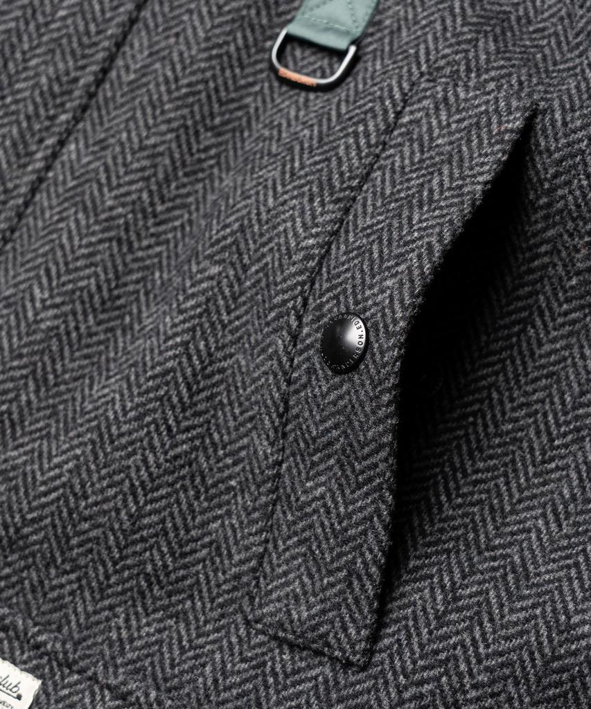 Edinburgh Club Wool Blended Herringbone Mid Hunting Jacket [C/Grey]