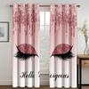 Pink Blue Yellow Eyelash Eyes Thin Shading Curtain for Living Room 2Pieces Kids Bedroom Children WindowsBathroom Decor Hooks