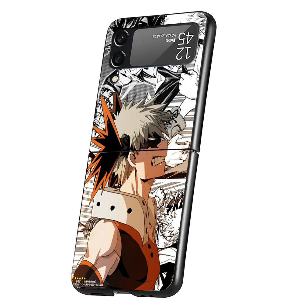 My Hero Bakugou Katsuki Case Phone Cover for Samsung Galaxy Z Flip 7 6 5 4 3 5G ZFlip7 ZFlip6 ZFlip5 ZFlip4 ZFlip3 Black Fundas