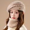 Women's Knitted Beret Cap Polyester Fiber, Hand Washable, Elastic, Woven, Featherless, Warm Winter Beanie Hat