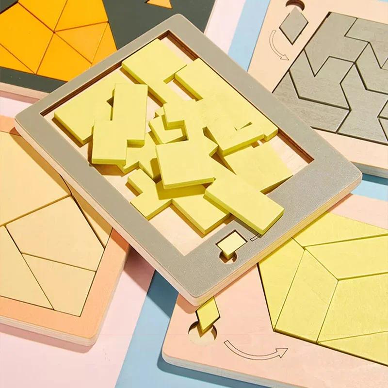 Wooden Geometric Puzzles Challenge Impossible Brain Burning Decompression Mind Brain Teaser Jigsaw Puzzle for Adults Kids