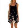 Женское модное летнее пляжное повседневное милое платье на бретельках без рукавов с принтом
