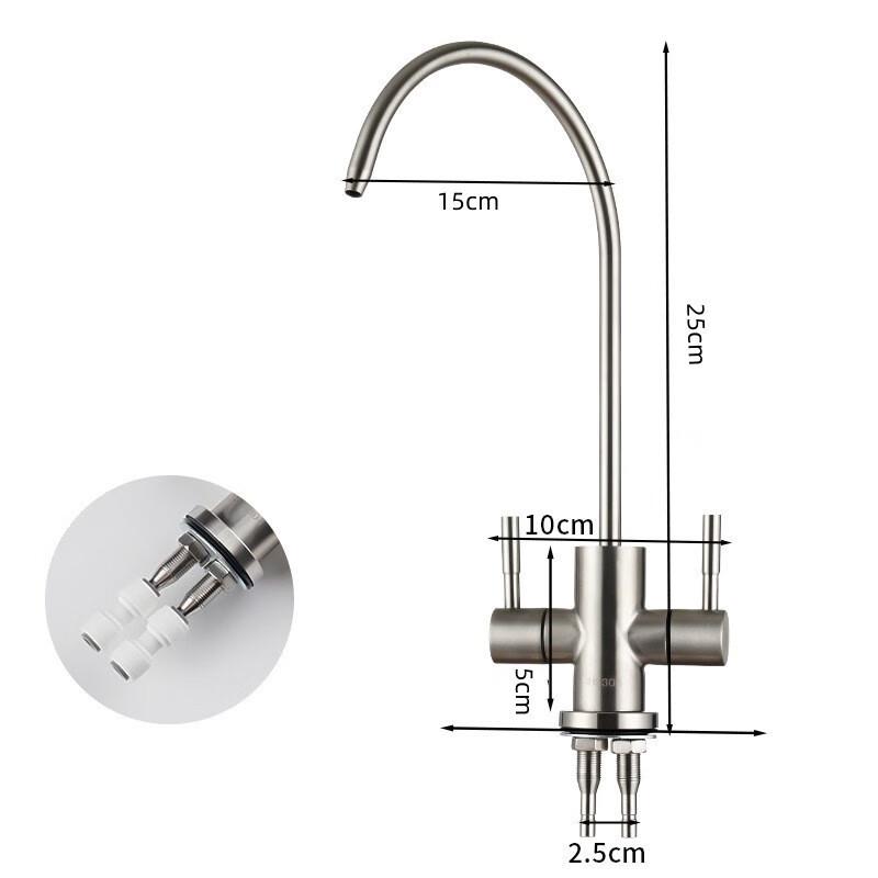 LANGZHIWEN 304 Stainless Steel Dual Handle Kitchen Drinking Water Faucet