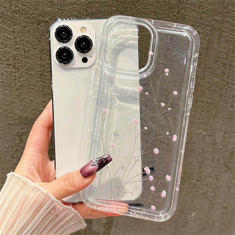 Мягкий силиконовый чехол с милым корейским цветком для Iphone 11 12 13 14 15 16 Pro Max 16E XR Прозрачная крышка