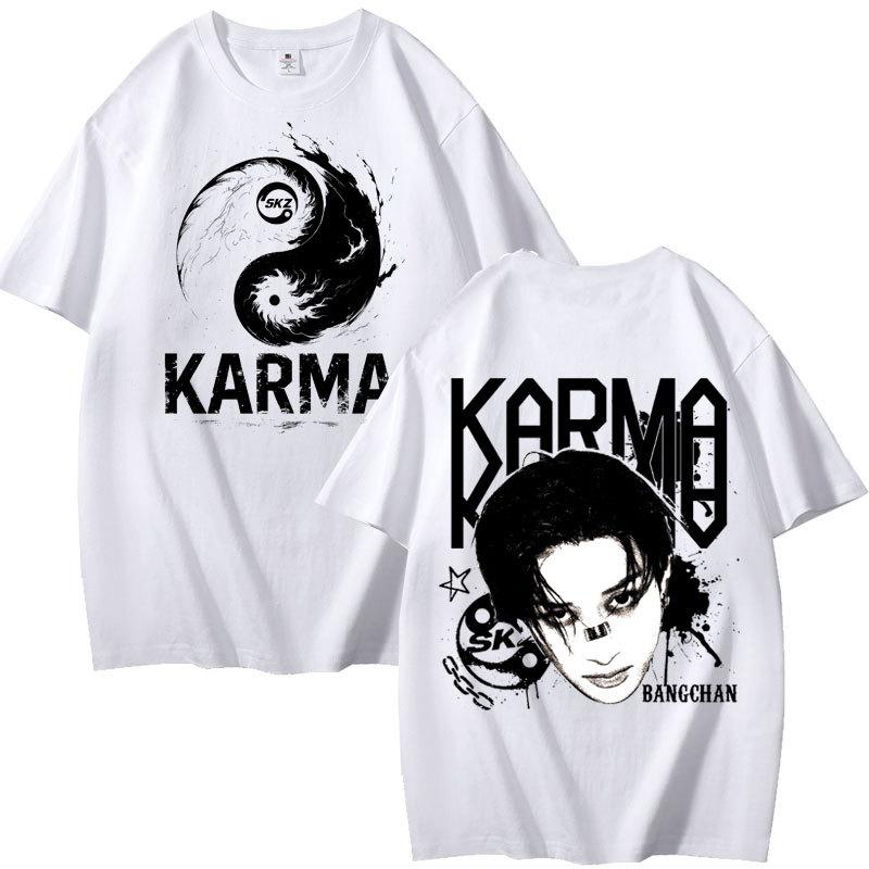 Kpop The 4th Album Karma Oversized T Shirt Felix Bangchan Changbin Hyunjin Seungmin Lee Know Kpop Short Sleeve Graphic Tees