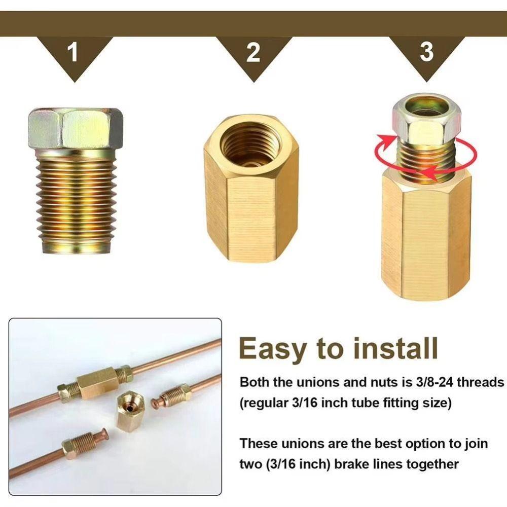 Brass Brake Hose Connector Hexagon Union Connector Fitting Assortment Inverted Flare Fitting