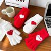 Mittens Women's Fashion Plush Thickened Double Layer Festive Red Full Finger Bag Warm and Cold-proof In Winter