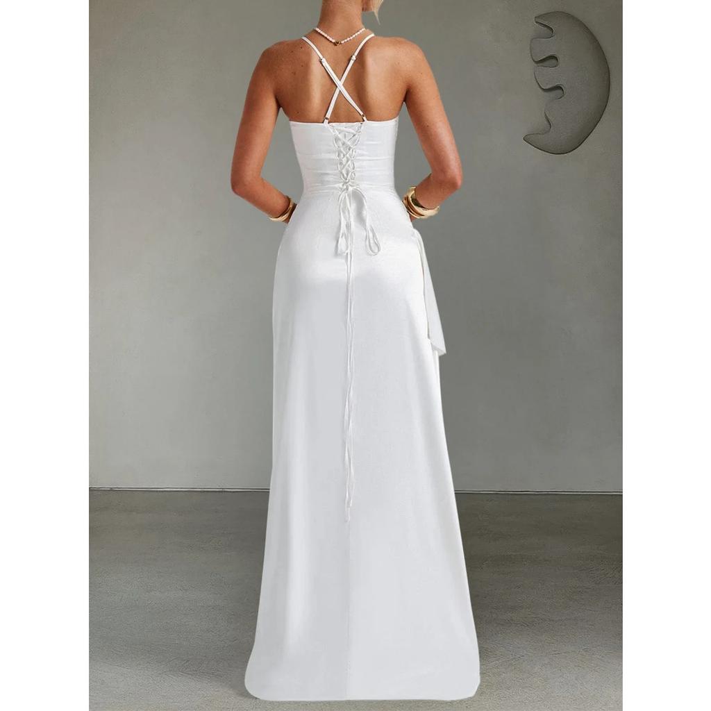 LYRIA Женское платье Элегантная мода Красивые женские платья Вечерние платья для вечеринки Новинка Y2K Сексуальное платье-халтер с запахом на бедрах Длинные платья