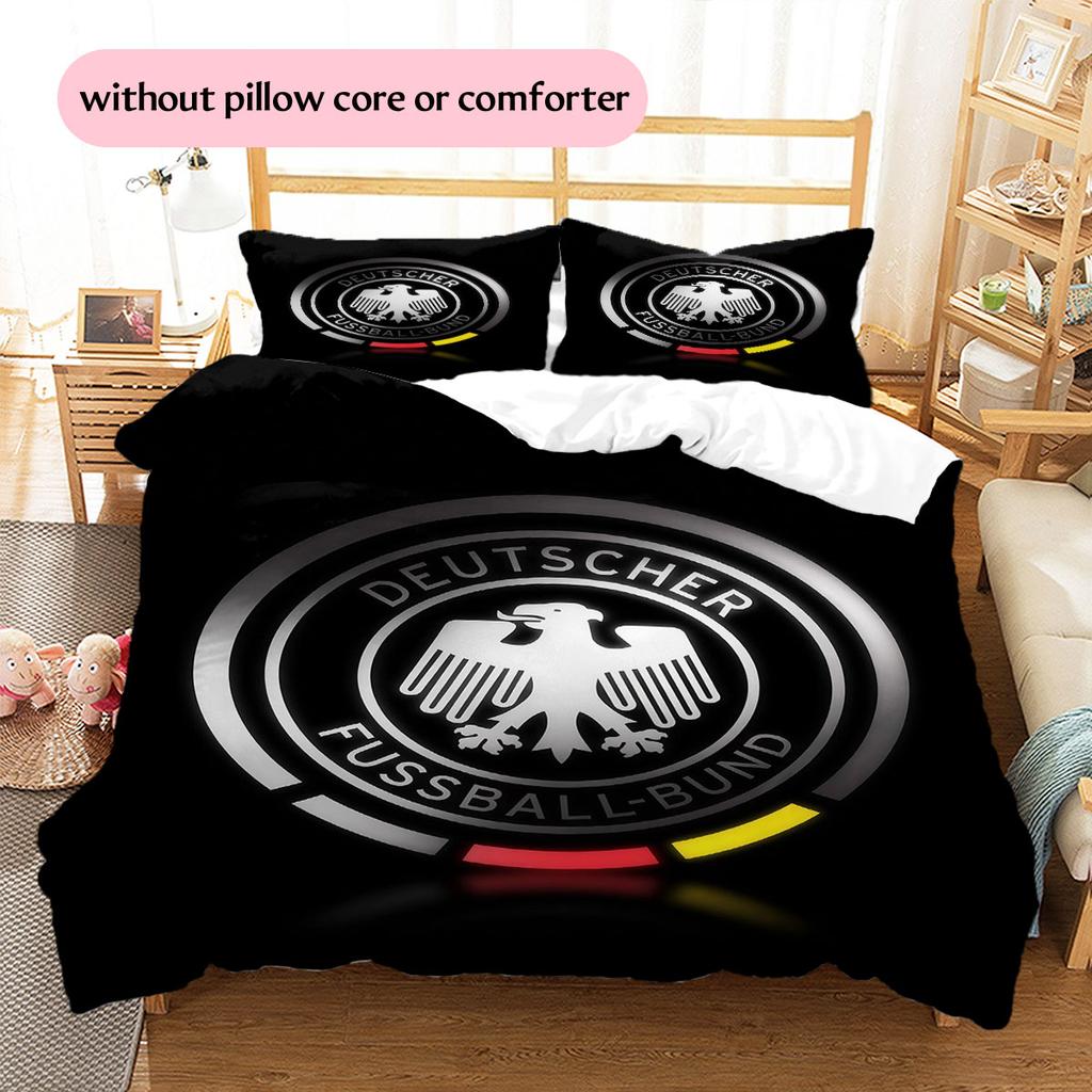German Football Association Pattern Bedding Home Decoration Birthday Gift ( 1 duvet cover + 2 pillowcase, without core),fan merchandise.