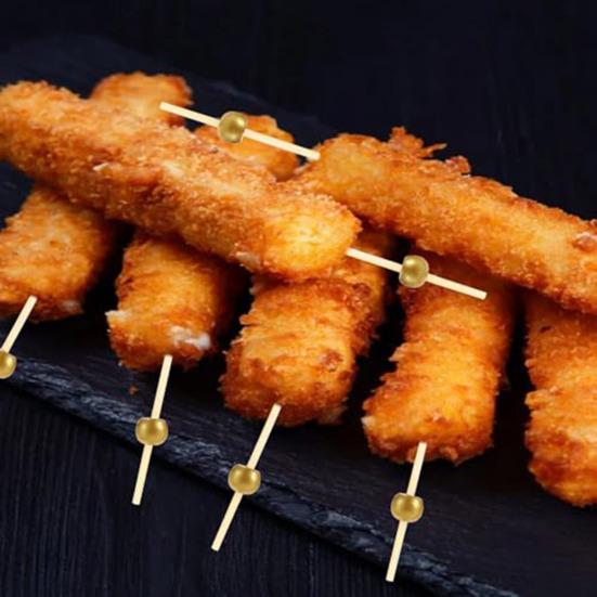 100/200Pcs Wooden Ball Toothpicks Long Cocktail Picks Appetizers Baking Garnish Skewers with Sturdy Polished Heads